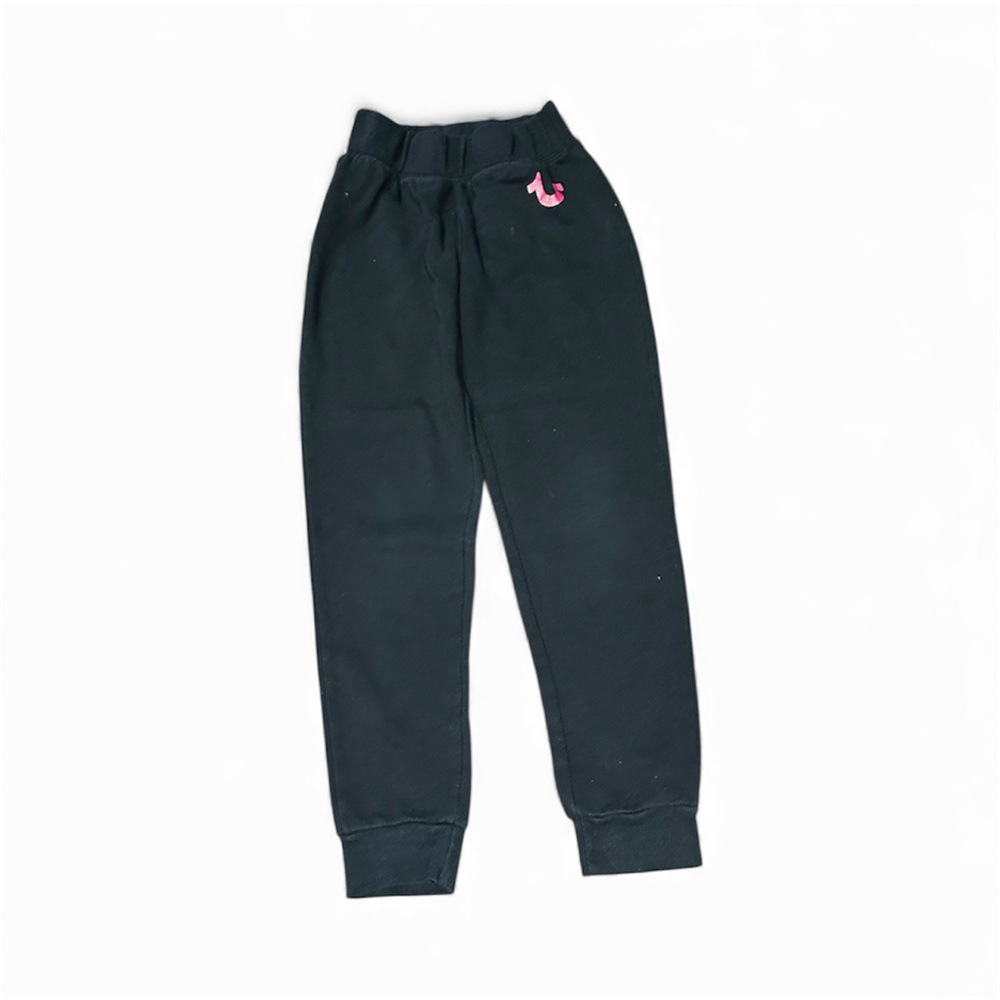 True Religion Kids Black Sweatpants with Pink Logo